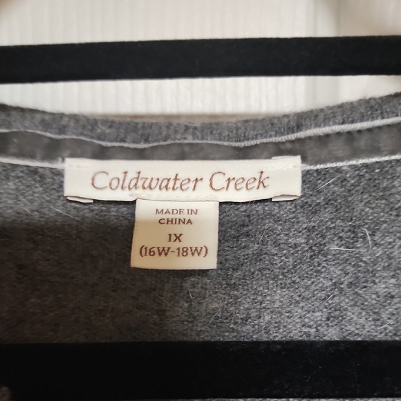 Coldwater Creek Wool Charcoal Cardigan with Leaf Design 16W (1x) - Picture 2 of 8